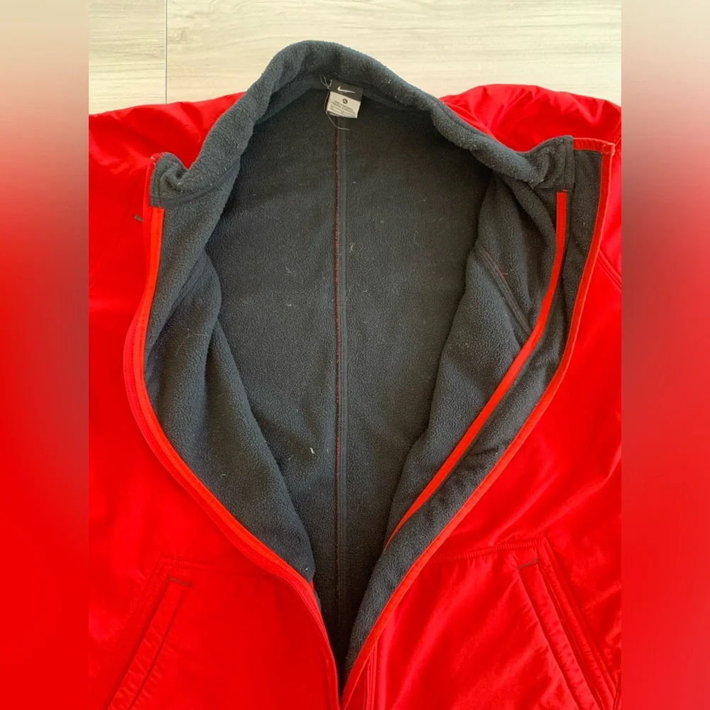 Men's Nike Team Dry Full‎ Zip Jacket Training Sz XL Red Fleece Lining